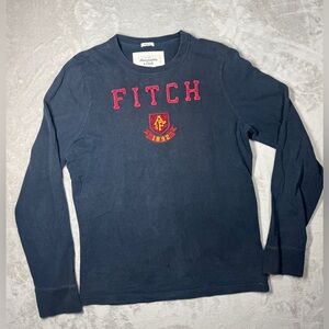 Y2K Abercrombie & Fitch Men’s Muscle Black Long Sleeve Spellout Worn-In Shirt XL